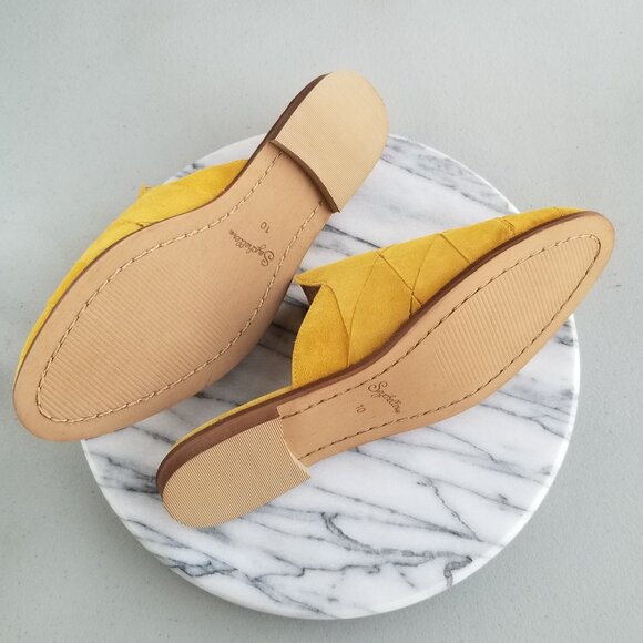 NIB Seychelles Survival Suede Woven Mules in Yellow Women Size 10 NWOT NEW! - Picture 13 of 16